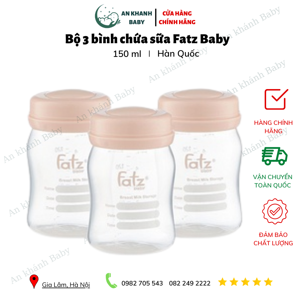 BỘ 3 BÌNH TRỮ SỮA 150ml cổ rộng FATZ BABY FB0120N