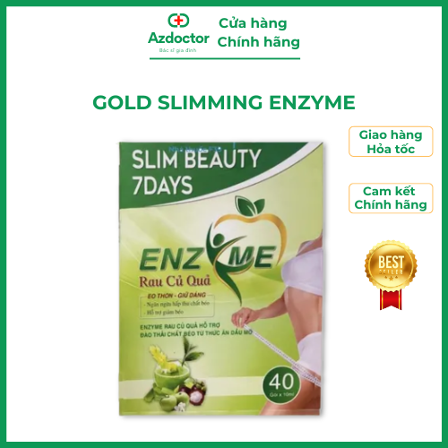 Gold Slimming Enzyme Giảm Cân An Toàn Eo Thon Dáng Đẹp - Slim Beauty 7 Days hộp 40 gói xanh lá cây