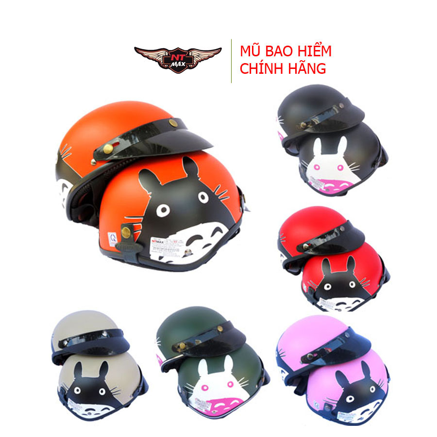 Mũ bảo hiểm 1/2 nón bảo hiểm nữa đầu NTMAX Mèo Totoro ( nhiều màu) siêu dể thương