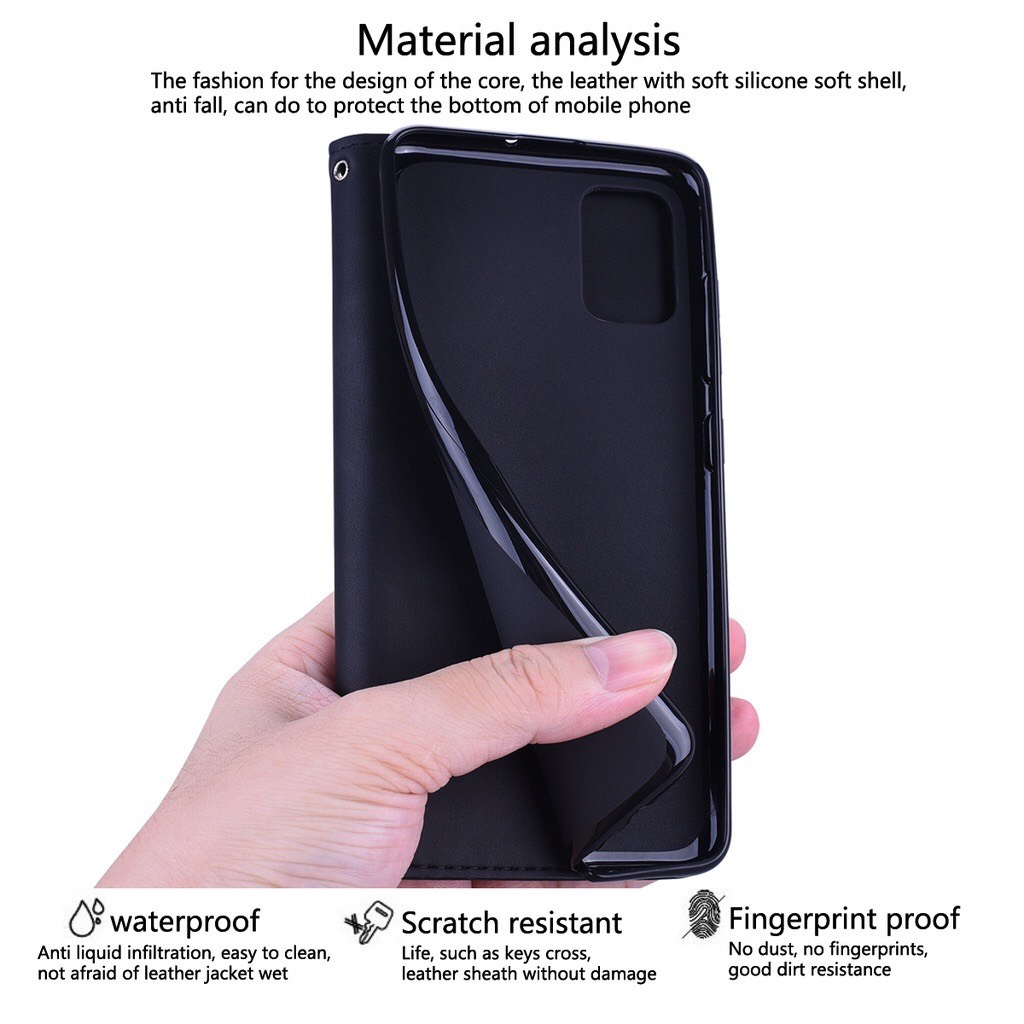 Bao da oppo a52, a53,a54, a55, a72, loại nắp gấp, có ngăn để thẻ