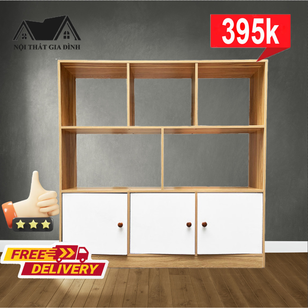 Kệ Để Sách Có Tủ Cao Cấp - Tủ Để Sách Nhiều Tầng Đơn Giản - Tủ Để Đồ Tiện Lợi Nhiều Ngăn - Tủ Sách 3 Cánh