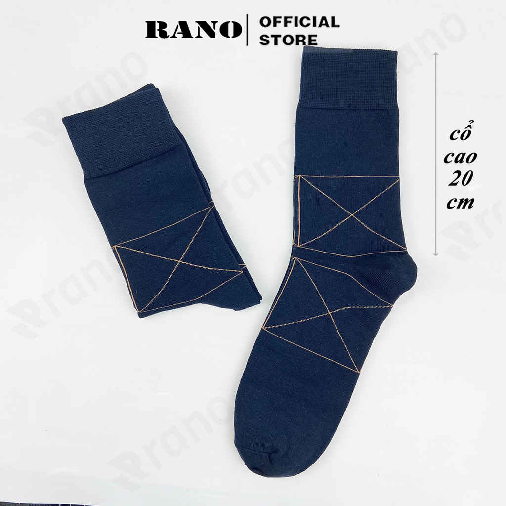 Tất cổ cao nam công sở đi giày tây cao cấp RANO cotton thoáng khí màu xanh đen họa tiết mềm mịn xuất khẩu