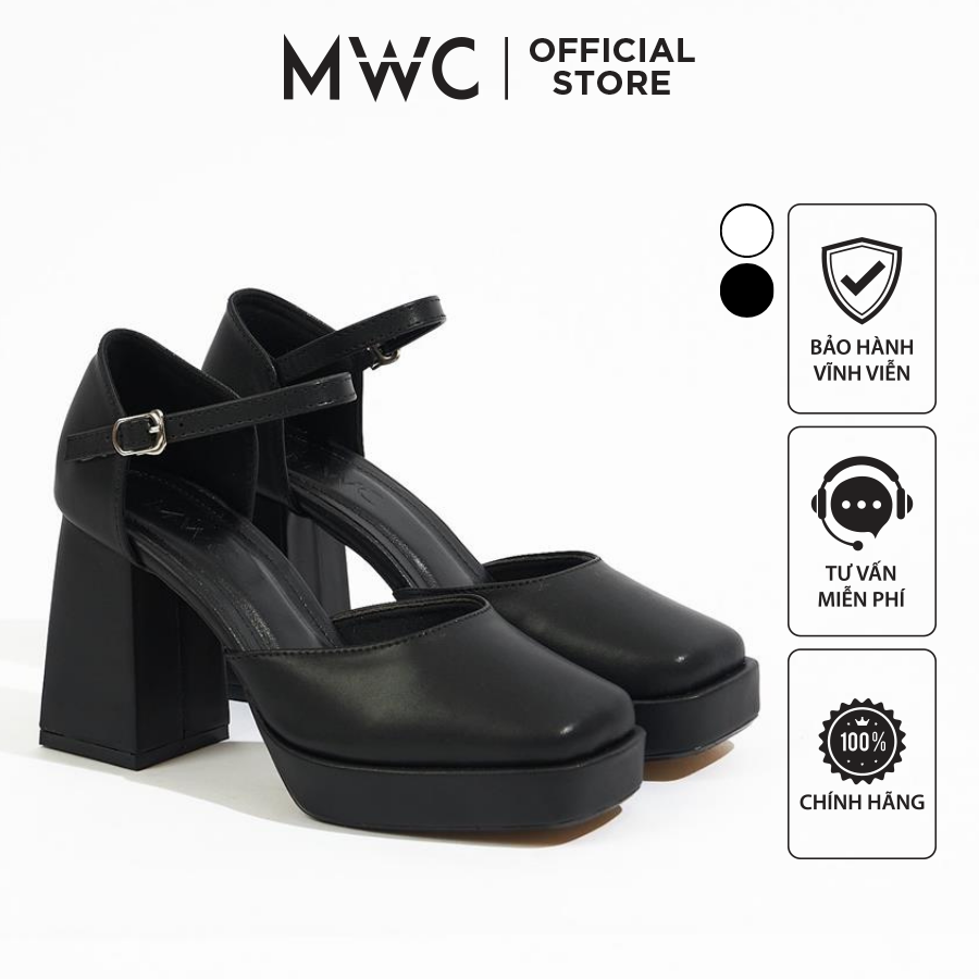 Giày cao gót MWC 4403 - Cao Gót Đế Đúp Mũi Vuông 9p Bít Mũi Bít Gót Phong Cách Cổ Điển Thời Trang