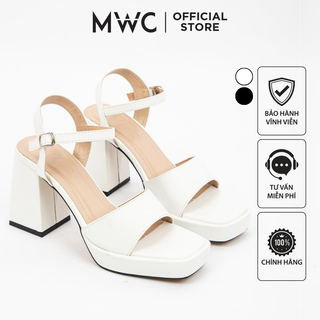 Giày cao gót mwc 4365 - giày sandal cao gót đế đúp quai ngang mũi vuông thời trang