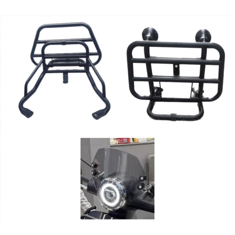 Combo 3 món xe điện VinFast evo200 gồm Baga trước + Baga tựa lưng + Kính chắn gió