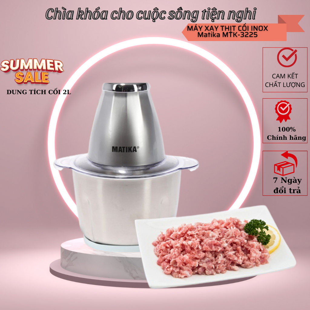 Máy Xay Thịt MATIKA 2L Cối Inox MTK-3225