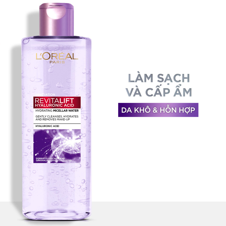 Bộ 4 món tẩy trang - kem Dưỡng ẩm- Serum siêu cấp ẩm và giảm nếp nhăn Revitalift Pure Hyaluonic Acid 1.5% LOreal Paris