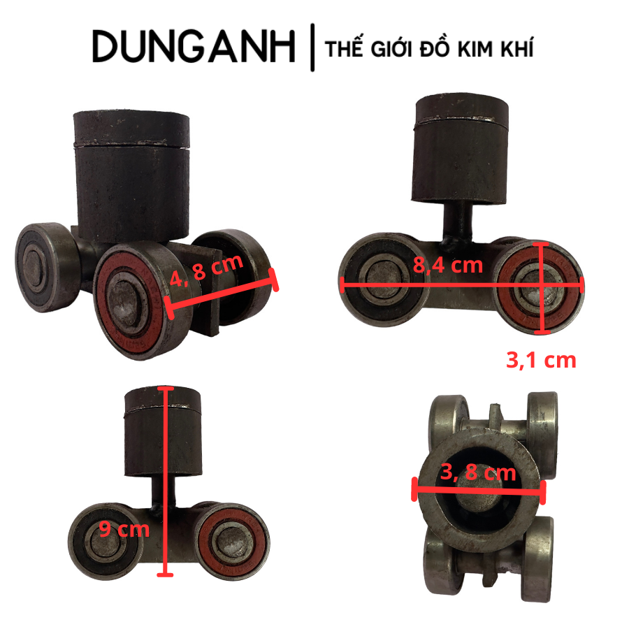 Bi treo cửa xếp xoay 360 độ loại 4 bánh 2 bánh bi treo cửa lùa - Kim Khí Dung Anh
