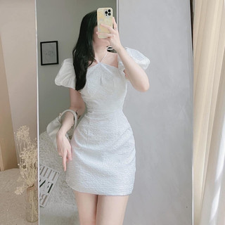 Đầm dự tiệc gấm body cổ yếm mặc được 2 kiểu