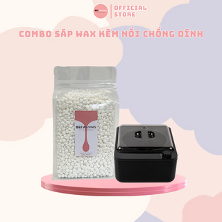 Combo Máy Nấu Sáp Chống Dính Kèm Sáp Wax Lông- Nồi Màu Đen Đun Sáp [Tặng Kèm Que Quét Sáp]