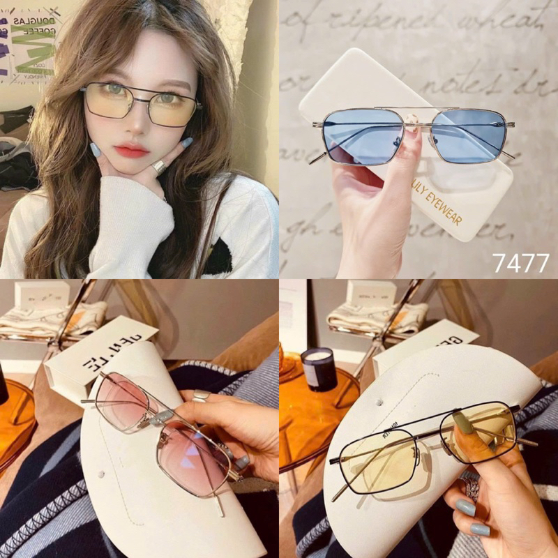Kính mát nam nữ thời trang phong cách Retro gọng titan mảnh nhẹ ( tặng kèm hộp + khăn )