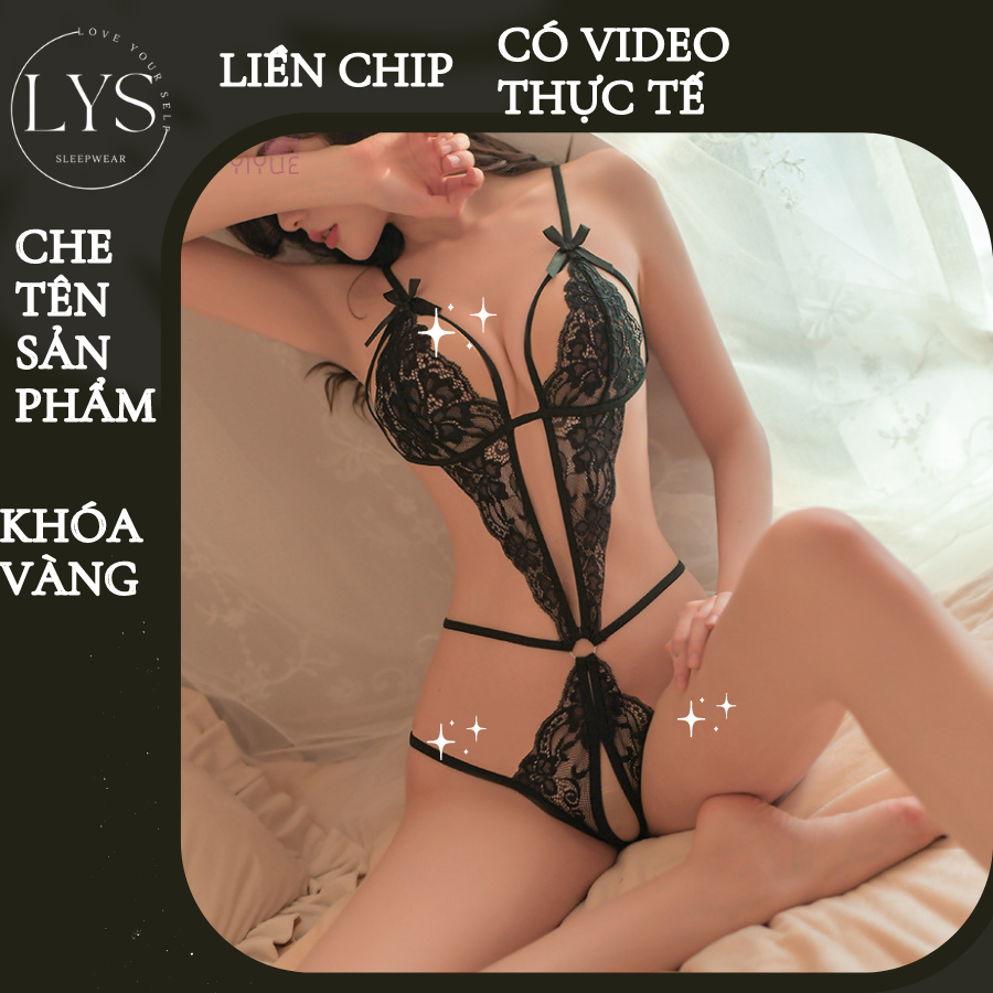 Đồ ngủ sexy ren cám dỗ, jumpsuit nữ buộc dây xuyên thấu hở mông hở lưng, đồ lót nóng bỏng trói buộc