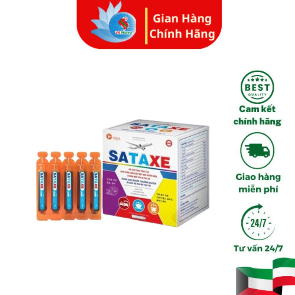 Siro uống chống say tàu xe, giảm mệt mỏi, chóng mặt, buồn nôn Sataxe Vega - Hộp 30 ống