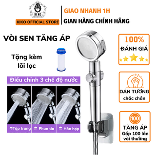Vòi Hoa Sen Tăng Áp Kiko 3 Chế Độ Kèm Lõi Lọc Cao Cấp