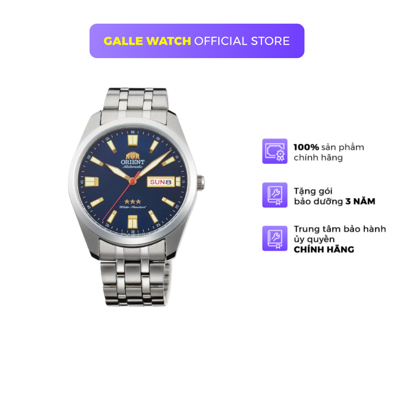 Đồng hồ cơ nam Orient Watch 3 Star RA-AB0019L19B automatic mặt kính cường lực chống nước dây thép đeo tay chính hãng