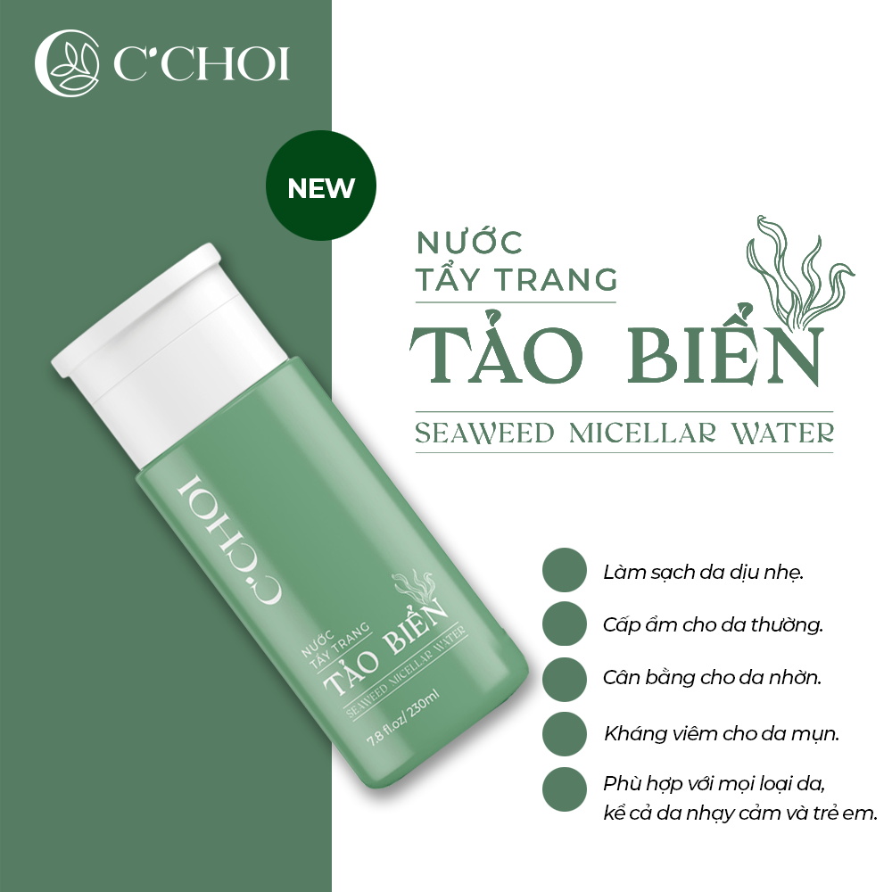 Nước Tẩy Trang C’Choi Chiết Xuất Tảo Biển Làm Sạch Nhẹ Nhàng Cân Bằng pH - C'Choi Seaweed Micellar Water