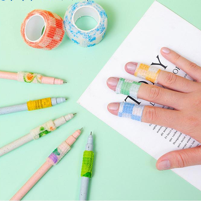 ✍mujicici✍Cuộn Băng quấn ngón tay co giãn nhiều màu sắc dễ thương cho học sinh