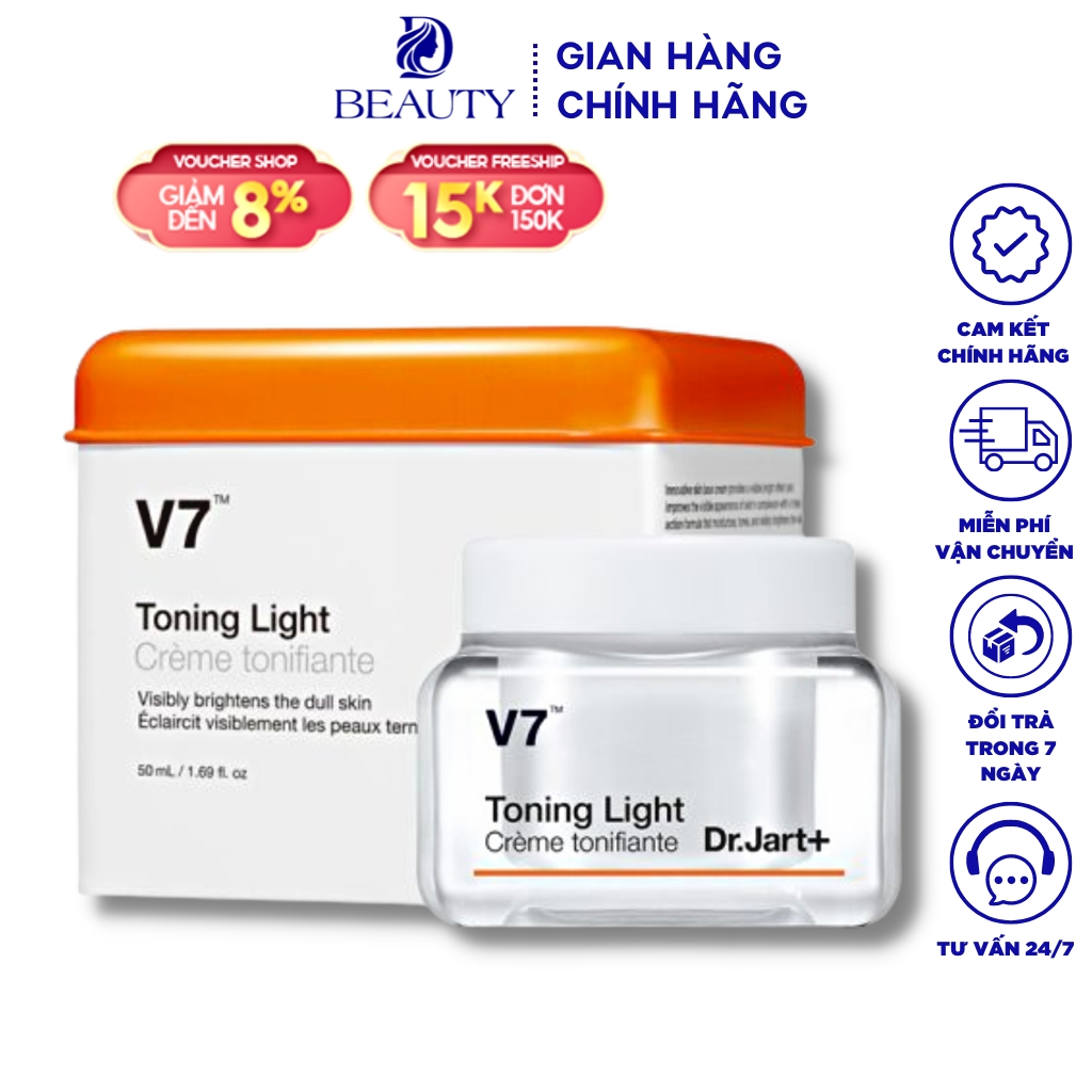 Kem Dưỡng Trắng Tái Tạo Da V7 Toning Light Dr.Jart+ Hàn Quốc 15ml - 50ml Chính Hãng trắng da bật tone tức thì