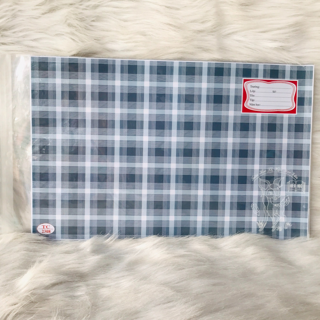 Bìa bao tập học sinh (xấp 10 cái) họa tiết caro (mẫu ngẫu nhiên)