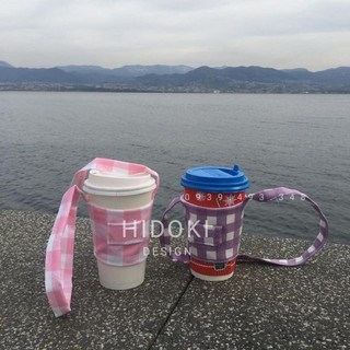 Túi Vải Thiết Kế HIDOKI Xách Ly Trà Sữa Dây Đai (Vừa Ly Dưới 500ml, Vải Mộc Có Đốm Đen)