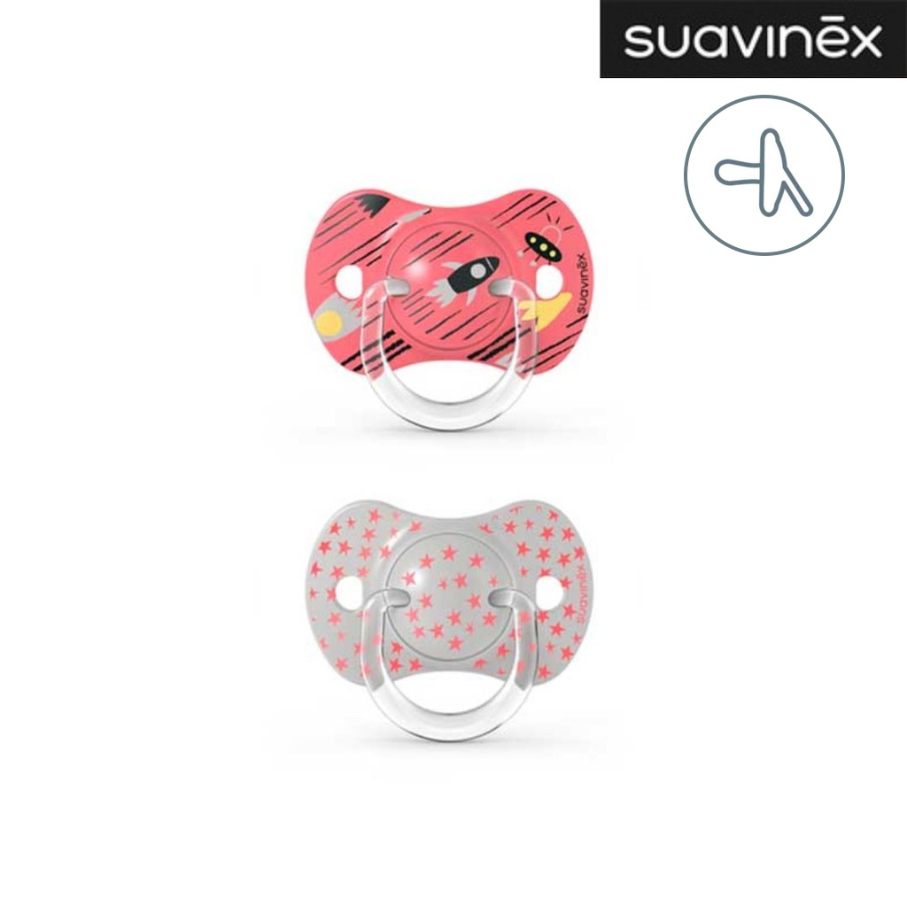 Bộ 2 ti giả cho bé 6-18 tháng Pink Space Suavinex
