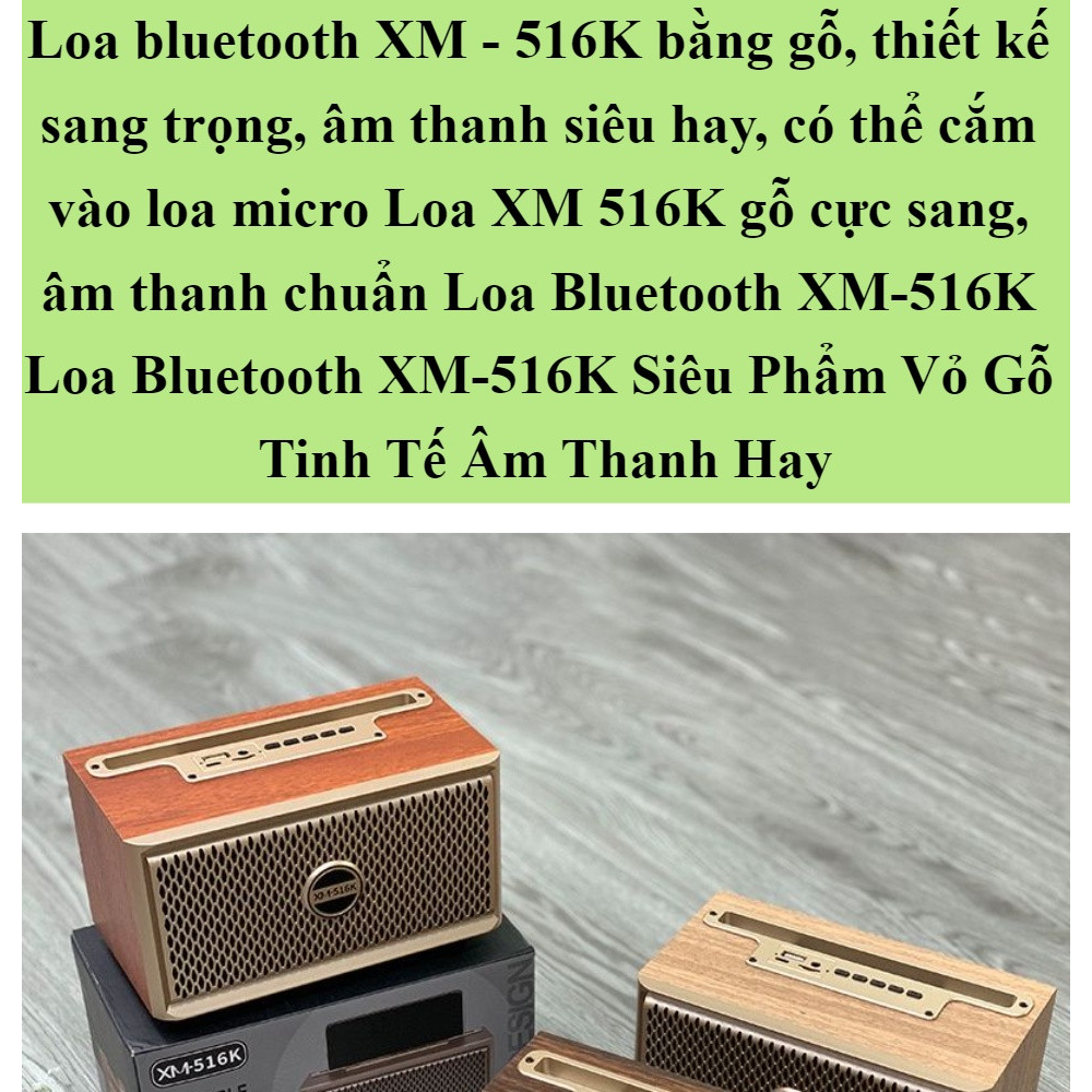 Loa bluetooth XM 516K GROWNTECH không dây âm thanh stereo kép trầm ấm , hỗ trợ thẻ nhớ TF, USB, Aux ,chân đế chống trượt