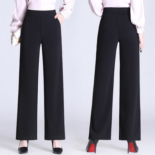 Quần ống suông lưng thun đen co giãn, Quần ống rộng nữ màu đen vải solen co giãn tốt size từ 40-75kg