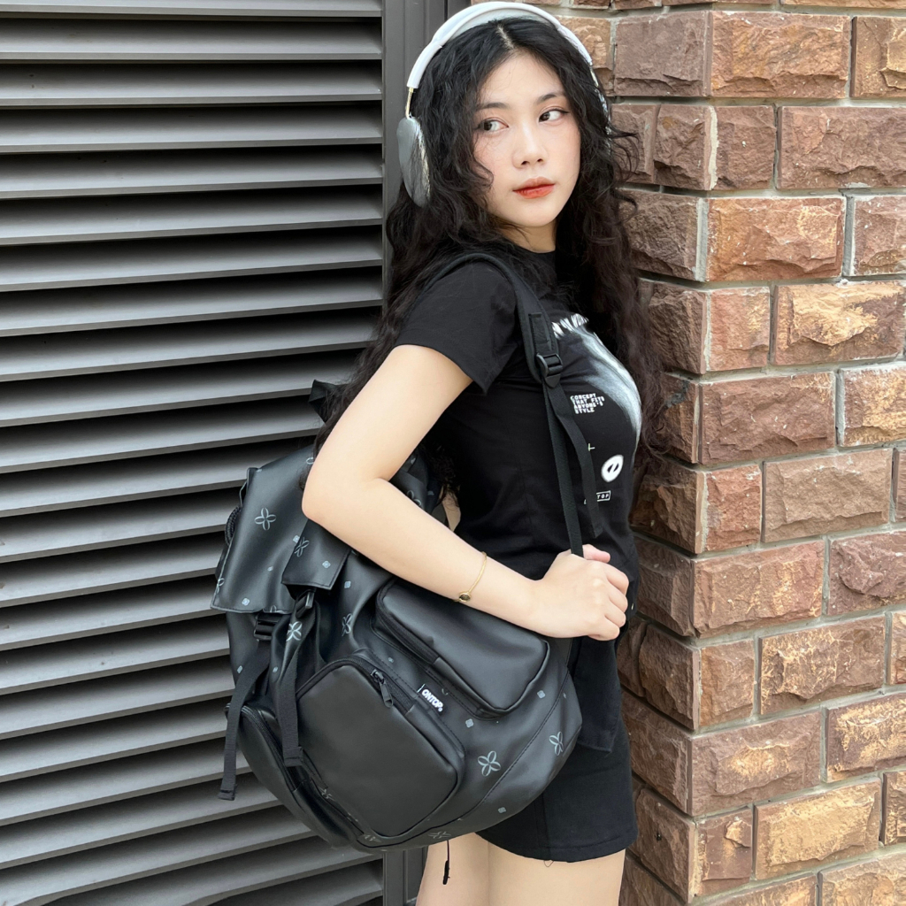 Balo đi học da thời trang màu đen Local Brand ONTOP - Level | BigBuy360 - bigbuy360.vn