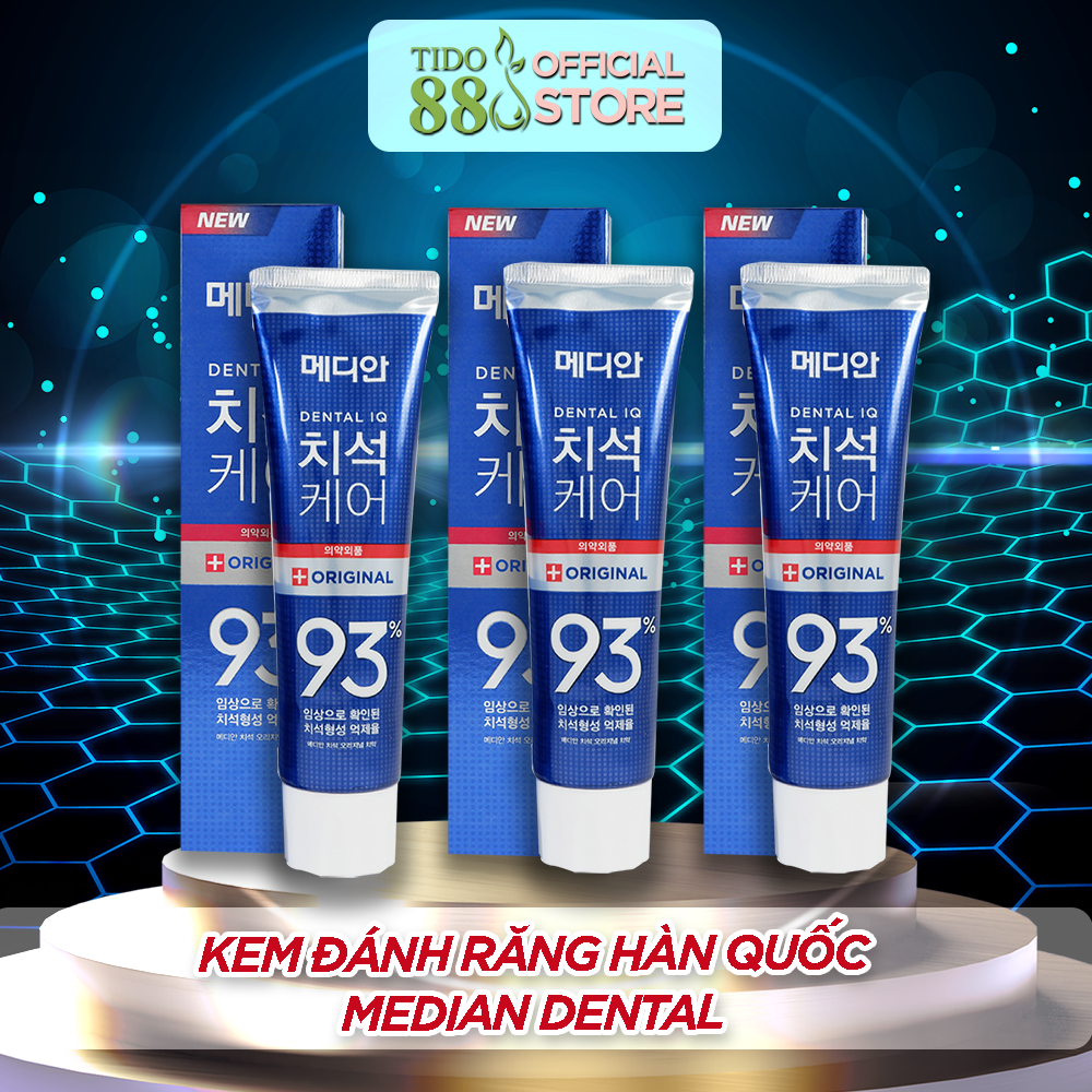 Combo 3 kem đánh răng Median Dental IQ 93% Hàn Quốc làm trắng răng, giảm ê buốt 120g NPP Tido88