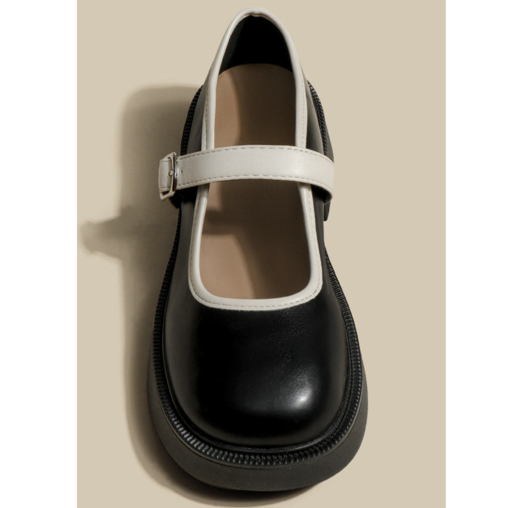 Giày lolita nữ Viev đế bằng da lì basic