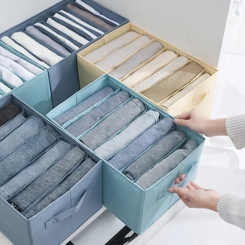 Hộp Vải Đựng Quần Áo Chia 9 Ngăn Khung Cứng Cao Cấp, Túi Đựng Quần Áo Chia Ngăn Gọn Gàng Tiện Lợi