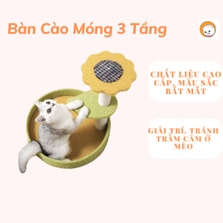 Cattree 3 tầng hình hoa xinh sắn cho mèo cưng - Ổ nằm, cây cào móng và đồ chơi vui nhộn giúp giảm stress