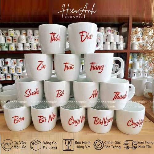 Cốc In Tên Theo Yêu Cầu, Cốc Sứ Qùa Tặng In Logo Cho Học Sinh, Gia Đình - Gốm Sứ Bát Tràng
