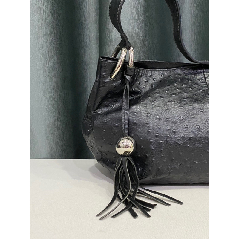 Túi si hiệu PHU LÀ của Ý dáng đeo vai da dập vân đà điểu