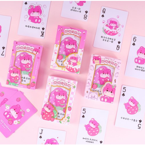 Bộ bài tây, tú lơ khơ poker 52 lá họa tiết dễ thương hình chú gấu dâu Lotso
