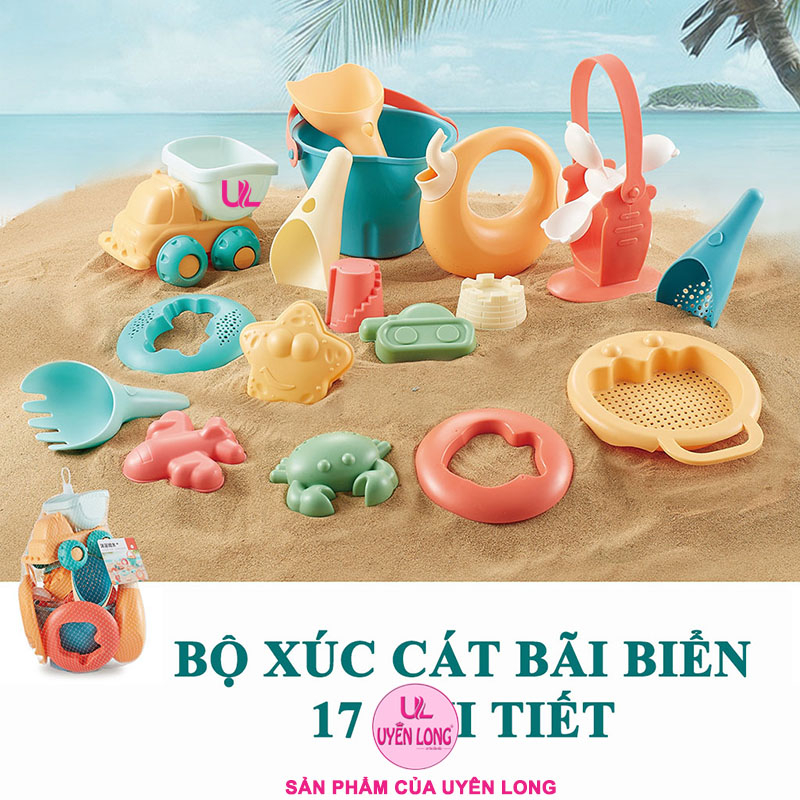 Bộ Đồ Chơi Xúc Cát Bãi Biển Dành Cho Bé, Nhựa Cao Cấp An Toàn Cho Bé Khi Chơi, Chi Tiết Hoạt Hình Dễ Thương