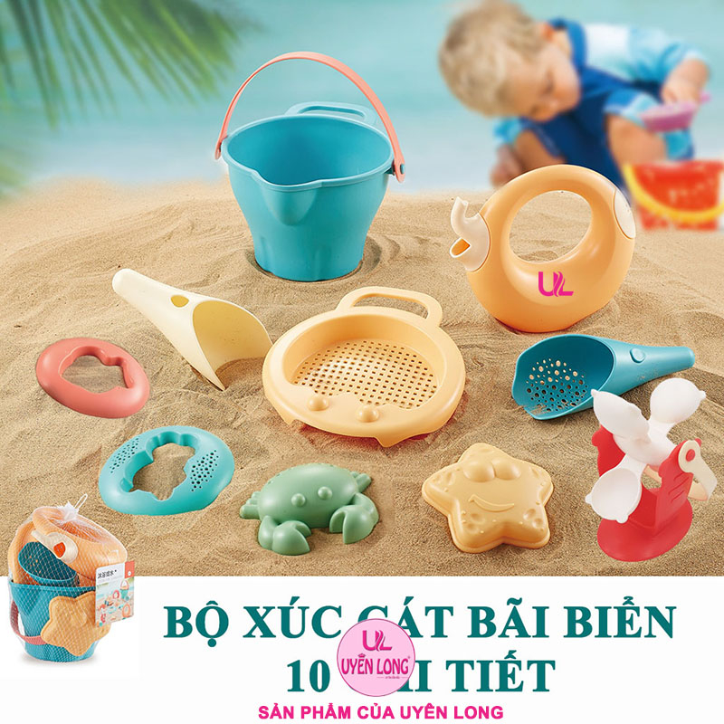 Bộ Đồ Chơi Xúc Cát Bãi Biển Dành Cho Bé, Nhựa Cao Cấp An Toàn Cho Bé Khi Chơi, Chi Tiết Hoạt Hình Dễ Thương