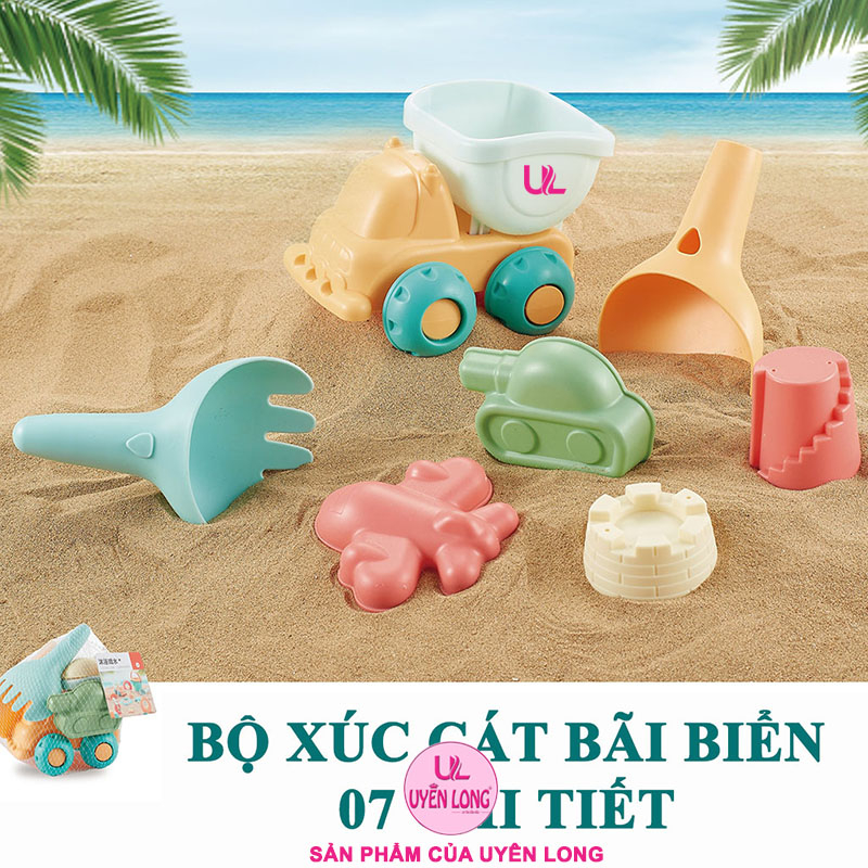 Bộ Đồ Chơi Xúc Cát Bãi Biển Dành Cho Bé, Nhựa Cao Cấp An Toàn Cho Bé Khi Chơi, Chi Tiết Hoạt Hình Dễ Thương