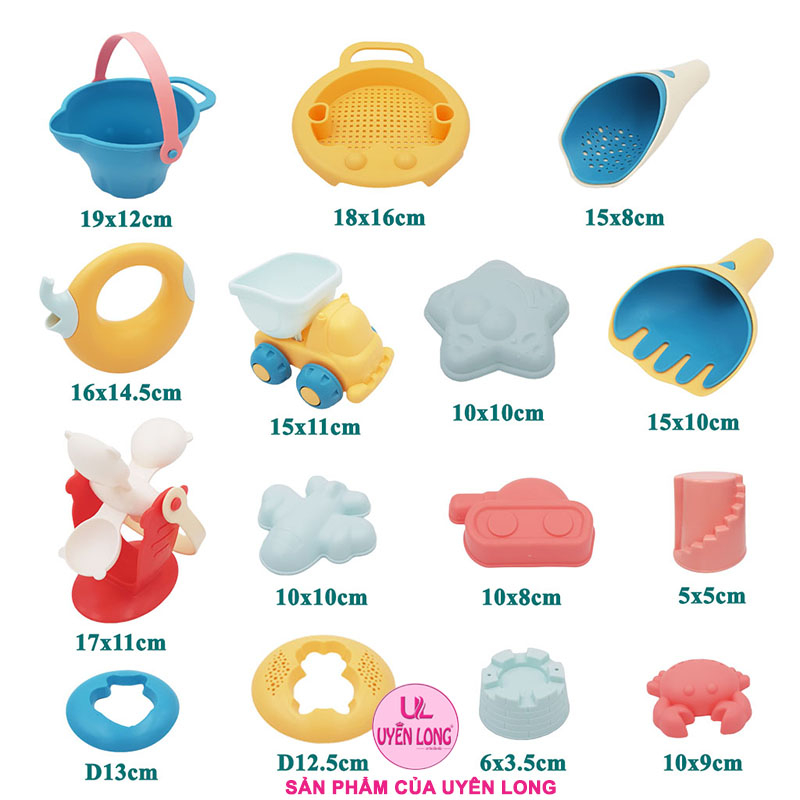 Bộ Đồ Chơi Xúc Cát Bãi Biển Dành Cho Bé, Nhựa Cao Cấp An Toàn Cho Bé Khi Chơi, Chi Tiết Hoạt Hình Dễ Thương