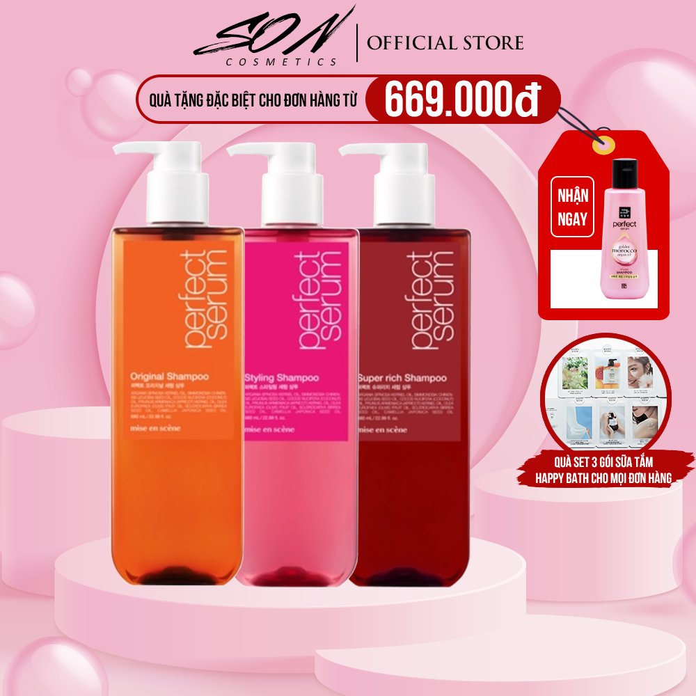 Cặp gội xả Mẫu Mới 2022 Mise En Scene 680ml cho tóc suôn mượt, phục hồi tóc hư tổn, giảm gàu, giảm ngứa