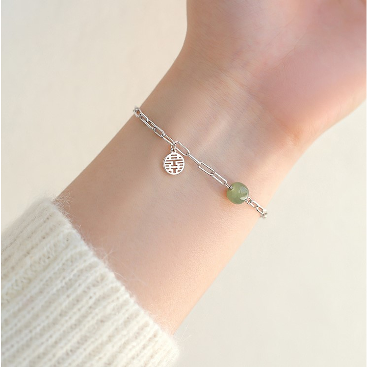 Vòng Đeo Tay Mạ Bạc May Mắn Đính Đá Thời Trang Cho Nữ Sinh V21