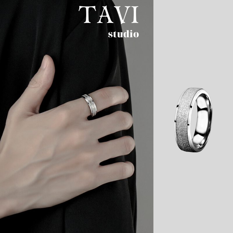Nhẫn Nam Nữ REN Thép Titan Không Gỉ Thời Trang Tavi Studio Unisex Màu Bạc Đẹp Đơn Giản - Nhẫn REN