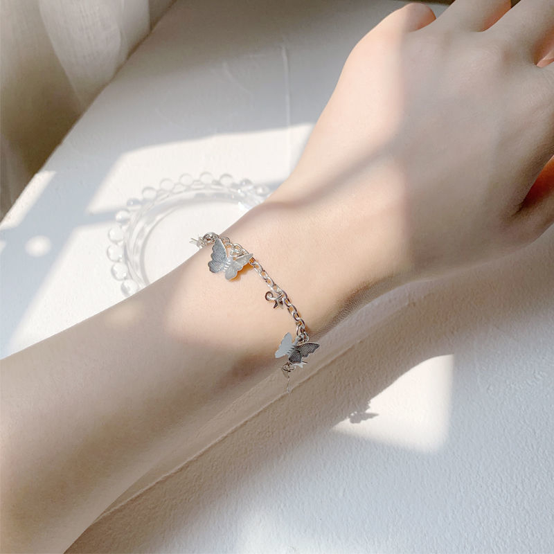 Vòng Tay Hợp Kim Mạ Bạc Hình Bướm và Ngôi Sao Xinh Xắn Cho Nữ Sinh V25