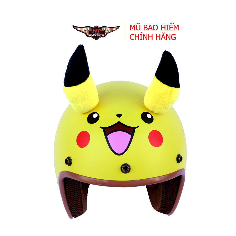 Mũ bảo hiểm 3/4 nón bảo hiểm 3/4 NTMAX tem Pikachu siêu cute