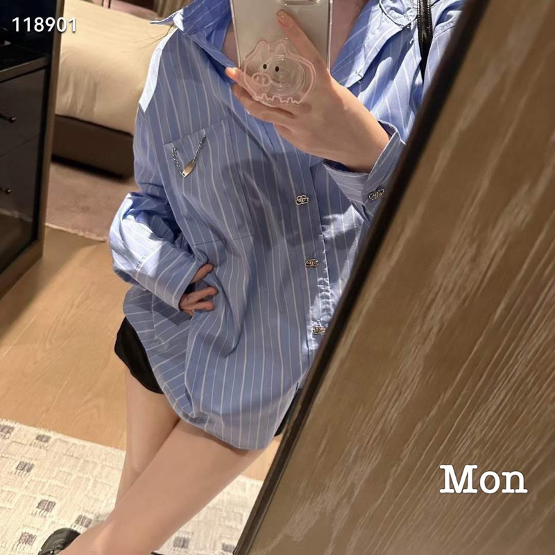 Áo Sơmi Kẻ Xanh Balennn QC L1