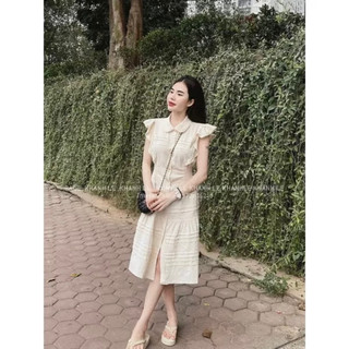 Váy Bèo Vai Cổ Sen Phối Ren Phạm Nhi