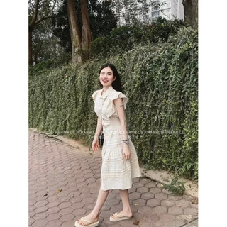 Váy Bèo Vai Cổ Sen Phối Ren Phạm Nhi