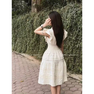 Váy Bèo Vai Cổ Sen Phối Ren Phạm Nhi