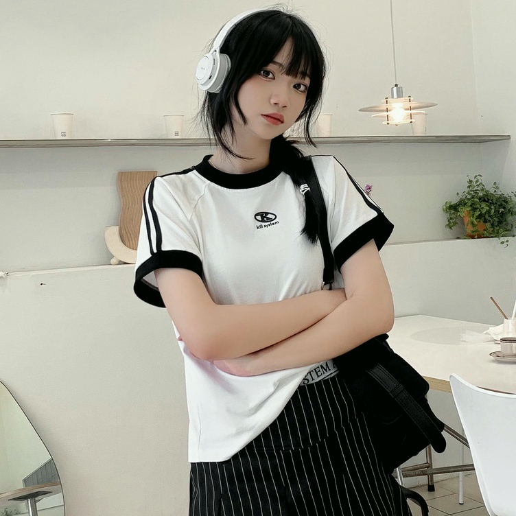 Áo thun Baby tee Killsystem form fit Jessi logo K viền tay chất vải cotton100%