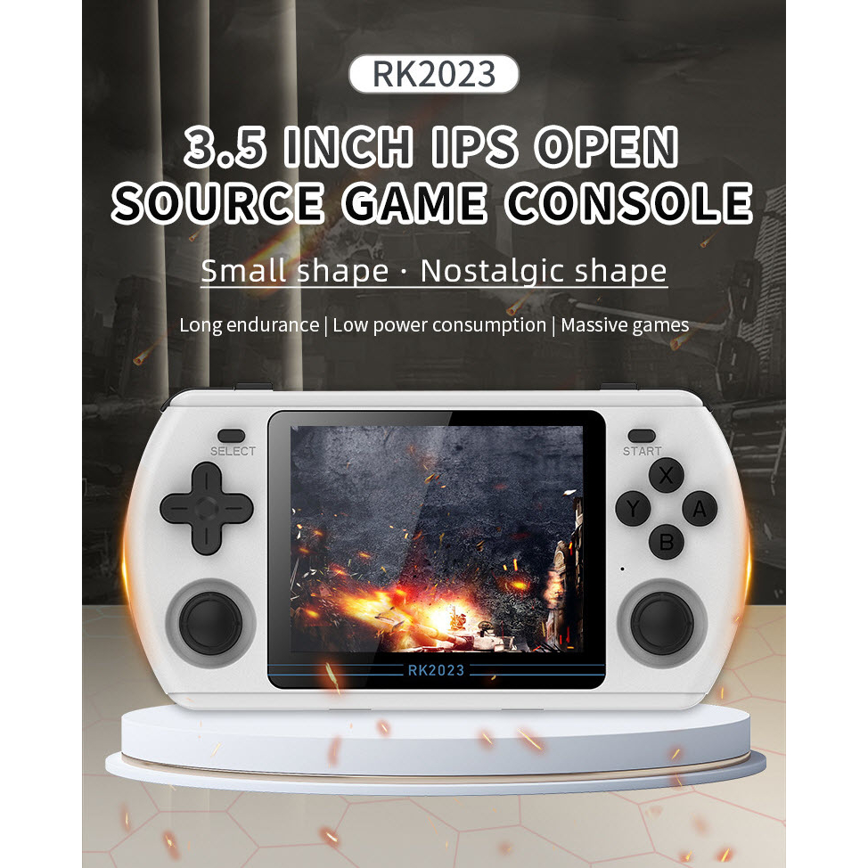 Máy chơi game Powkiddy RK2023 – Thẻ 64GB full game PSP, PS1, DREAMCAST, N64, Nintendo DS, GBA, NES, SNES, CPS1, MAME...
